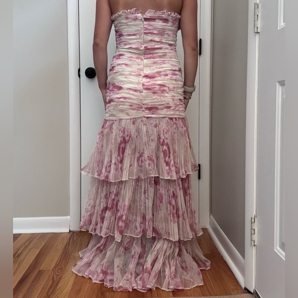 Marchesa Pearl Georgina Chapman strapless Tulle Tiered floral Gown - Picture 10 of 10